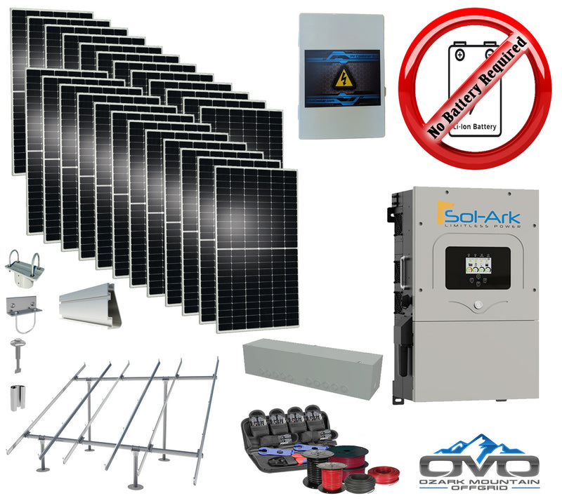 Load image into Gallery viewer, 12KW Complete Offgrid Solar Kit + 15K Sol-Ark Inverter +13.2KW Solar with Ground Mount Rails and Wiring