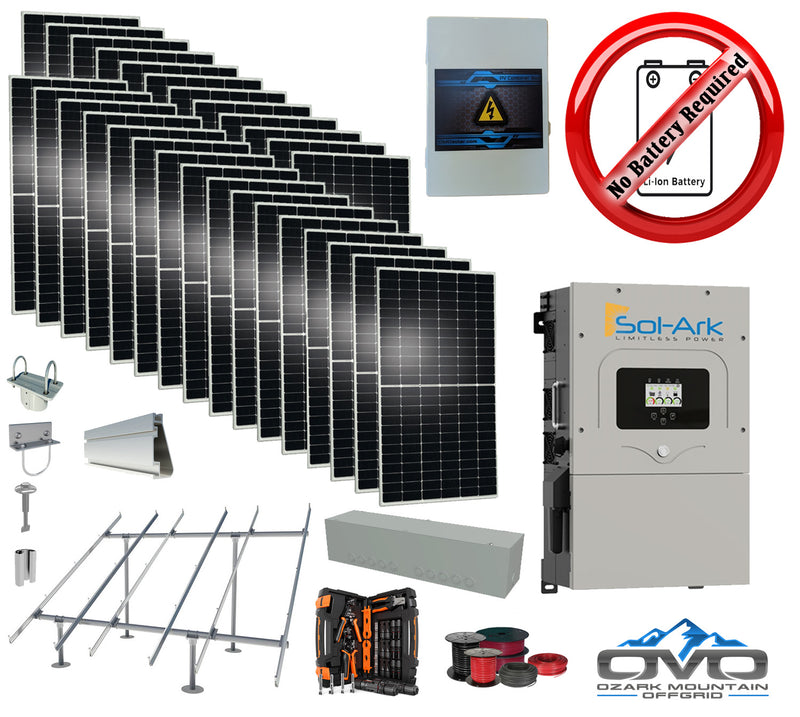 Load image into Gallery viewer, 15KW Complete Offgrid Solar Kit + 15K Sol-Ark Inverter +15.4KW Solar with Ground Mount Rails and Wiring