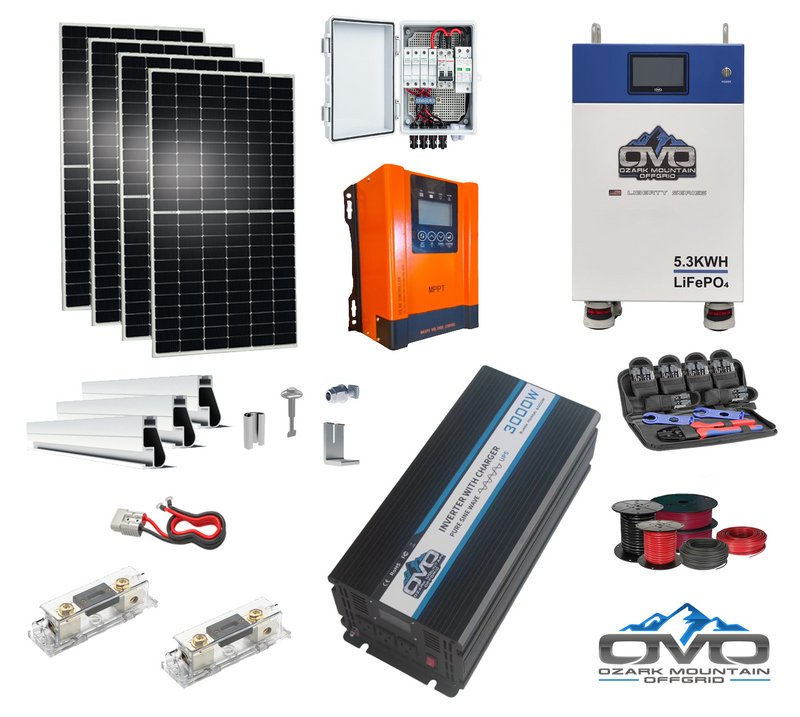 Load image into Gallery viewer, 2.2KW Offgrid Solar Kit + OMO 5.3KW Liberty Lithium 48V Battery + OMO 3KW Inverter