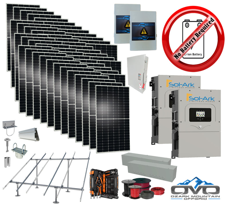 Load image into Gallery viewer, 25KW Complete Offgrid Solar Kit + 2x 15K Sol-Ark Inverter +26.4KW Solar with Ground Mount and Wiring