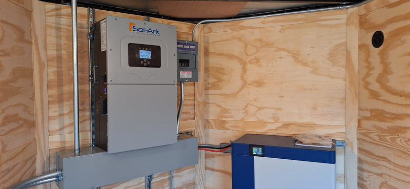Load image into Gallery viewer, 16' Enclosed SOLAR POWERED Offgrid Self-Sufficient Trailer - SOL-ARK 15K Version with 32K Lithium Battery