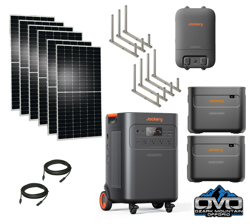 Load image into Gallery viewer, 3.3KW Jackery E5000 Essential Home Kit + Additional Battery Pack + 3.3KW Solar IntegraRack Ground Array