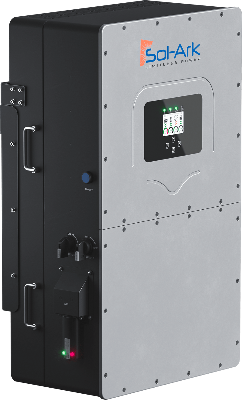 Load image into Gallery viewer, Commercial 30KW Solar Array - 3 Phase 208V Solar Kit + 30K 208V Sol-Ark Inverter + 40KW Sol-Ark INDOOR Lithium Battery +29.7KW Solar with Ground Mount and Wiring