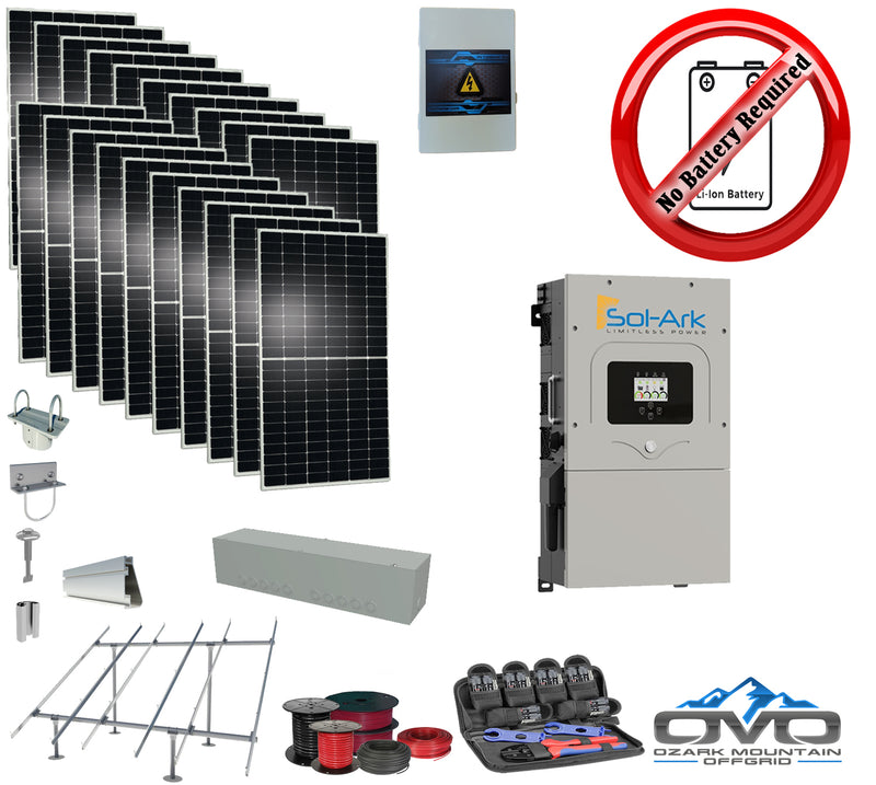 Load image into Gallery viewer, 10KW Complete Offgrid Solar Kit + 15K Sol-Ark Inverter +10.8KW Solar with Ground Mount Rails and Wiring