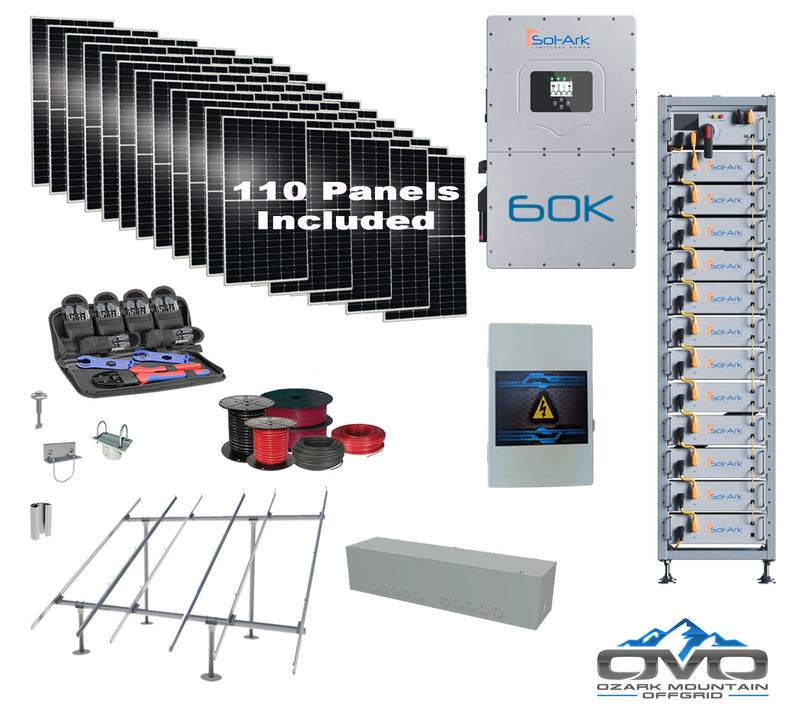 Load image into Gallery viewer, Commercial 60KW Solar Array - 3 Phase 480V Solar Kit + 60K 480V Sol-Ark Inverter + 60KW Sol-Ark INDOOR Lithium Battery +60.5KW Solar with Ground Mount and Wiring