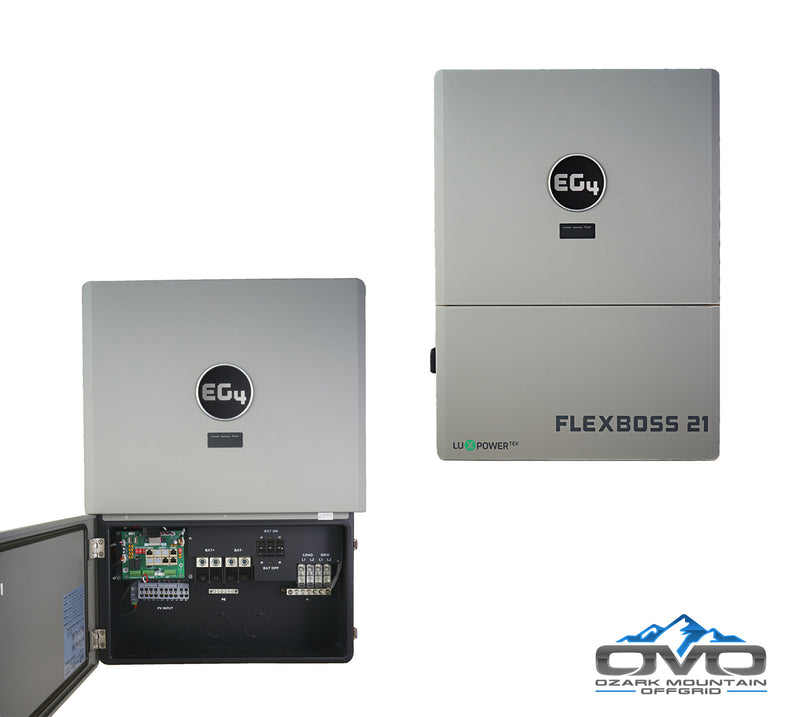 Load image into Gallery viewer, 10KW Complete Offgrid Solar Kit + EG4 FlexBOSS21 + 14.3KW 48V EG4 Lithium Indoor Wall Battery + 11KW Solar with Roof Mounting Rails and Wiring