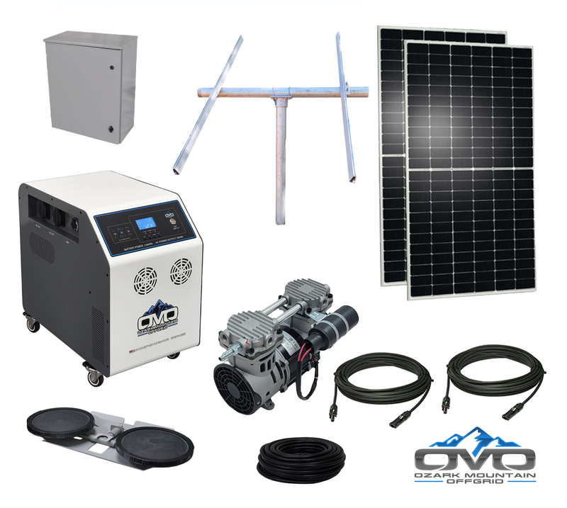 Load image into Gallery viewer, High Flow Solar Pond Aeration - Complete System with LiFePO4 Battery