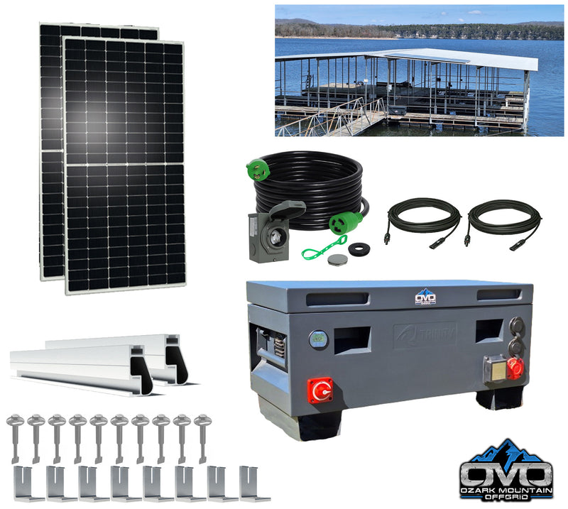 Load image into Gallery viewer, 1.1KW Boat Dock Offgrid Solar Kit - Portable with Plug and Play Connections
