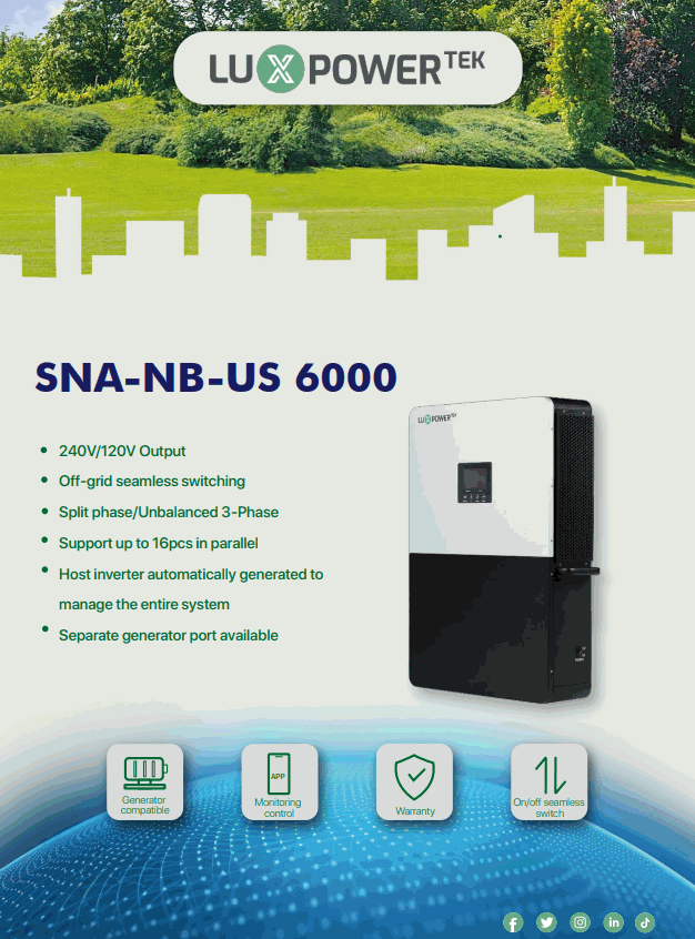 Load image into Gallery viewer, 6K LuxPower 6000W 120/240V Pure Sine Inverter - SNA-NB-US 6000