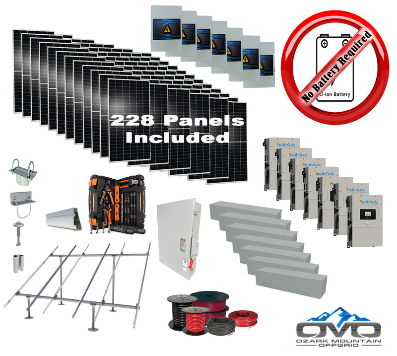 Load image into Gallery viewer, 125KW Complete Offgrid Solar Kit + 7x 15K Sol-Ark Inverter +125.4KW Solar with Ground Mount and Wiring