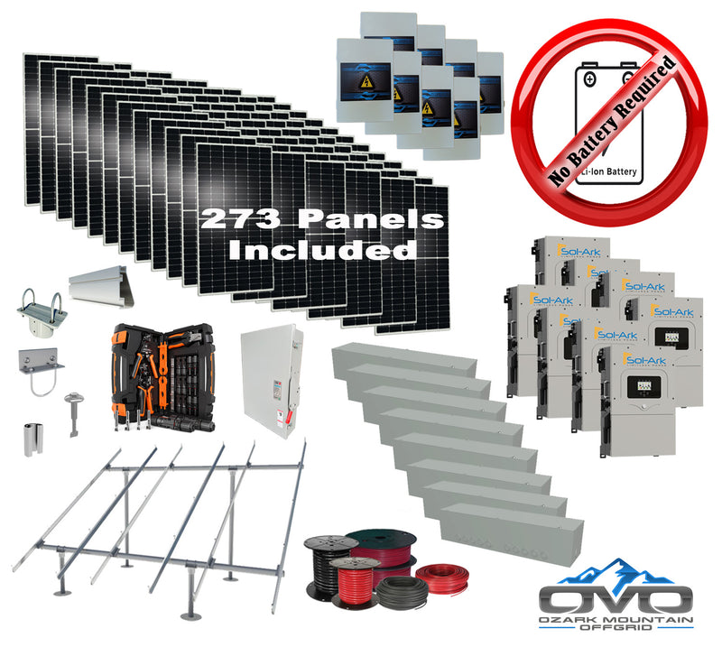 Load image into Gallery viewer, 150KW Complete Offgrid Solar Kit + 8x 15K Sol-Ark Inverter +150.15KW Solar with Ground Mount and Wiring