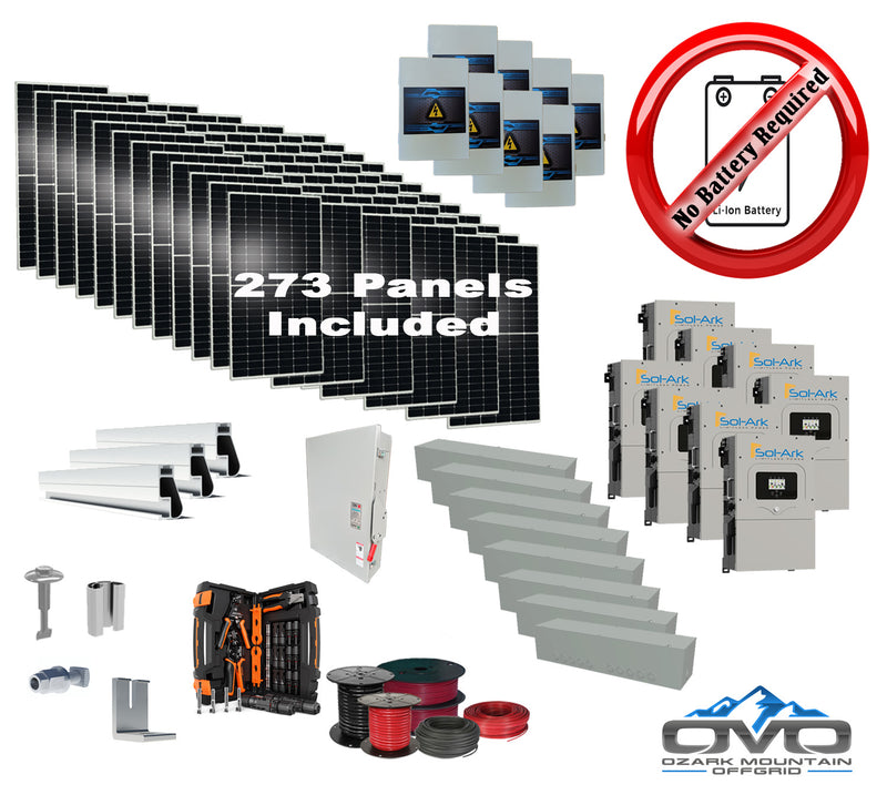 Load image into Gallery viewer, 150KW Complete Offgrid Solar Kit + 8x 15K Sol-Ark Inverter +150.15KW Solar with Mounting Rails and Wiring