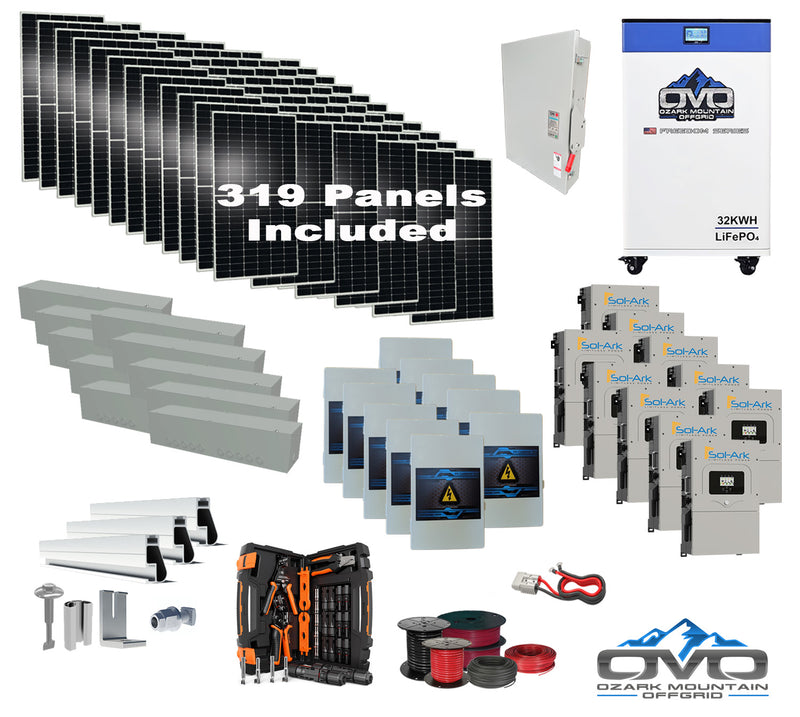 Load image into Gallery viewer, 175KW Complete Offgrid Solar Kit + 10x 15K Sol-Ark Inverter + 32kWh OMO 48V Freedom Series Lithium Battery +175.45KW Solar with Roof Mount and Wiring