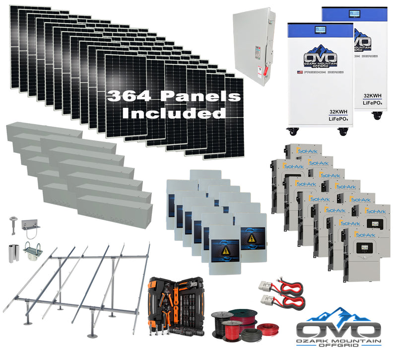Load image into Gallery viewer, 200KW Complete Offgrid Solar Kit + 12x 15K Sol-Ark Inverter + 2x 30KW Lithium Kong Battery +200.2KW Solar with Ground Mount and Wiring
