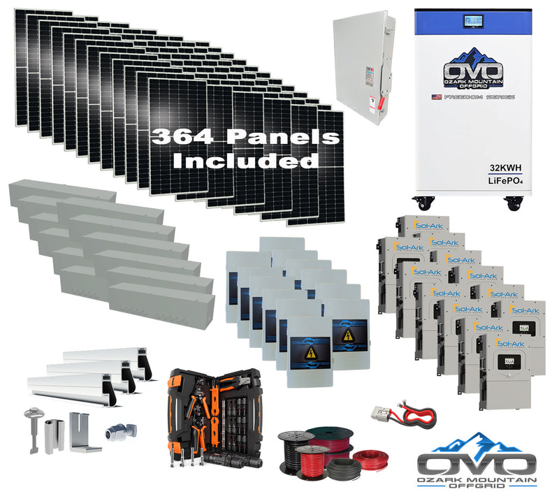 Load image into Gallery viewer, 200KW Complete Offgrid Solar Kit + 12x 15K Sol-Ark Inverter + OMO 48V Freedom Series Lithium Battery +200.2KW Solar with Roof Mount and Wiring