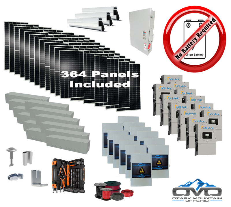 Load image into Gallery viewer, 200KW Complete Offgrid Solar Kit + 12x 15K Sol-Ark Inverter +200.2KW Solar with Mounting Rails and Wiring