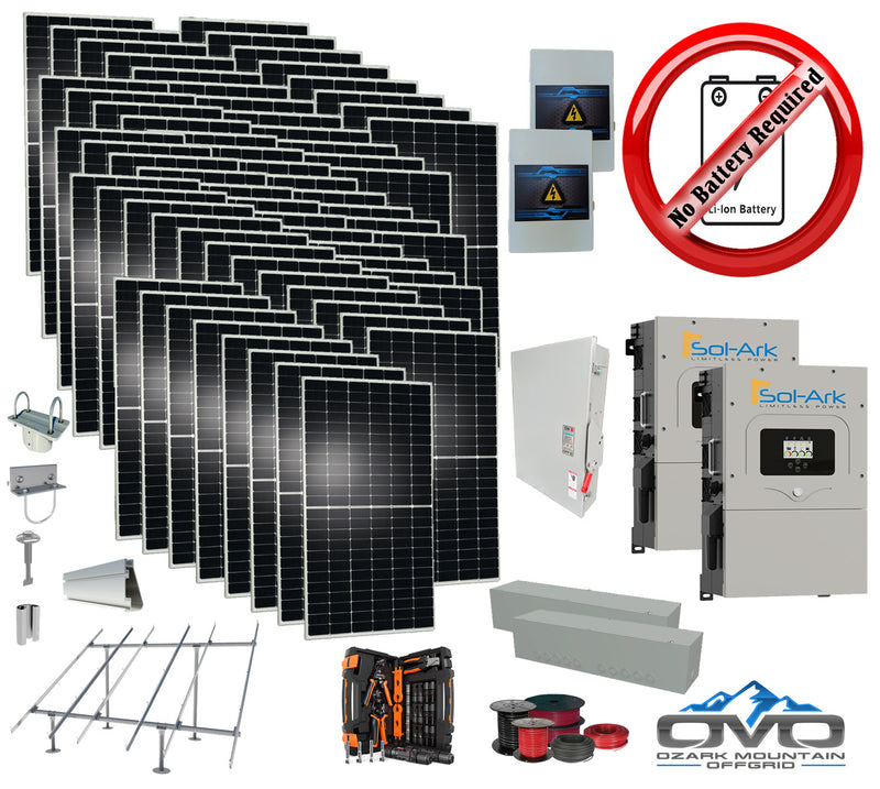 Load image into Gallery viewer, 35KW Complete Offgrid Solar Kit + 2x 15K Sol-Ark Inverter +35.2KW Solar with Ground Mount and Wiring