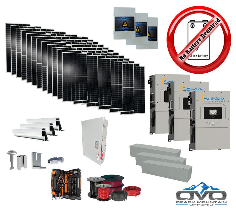 Load image into Gallery viewer, 40KW Complete Offgrid Solar Kit + 3x 15K Sol-Ark Inverter +40.15KW Solar with Mounting Rails and Wiring