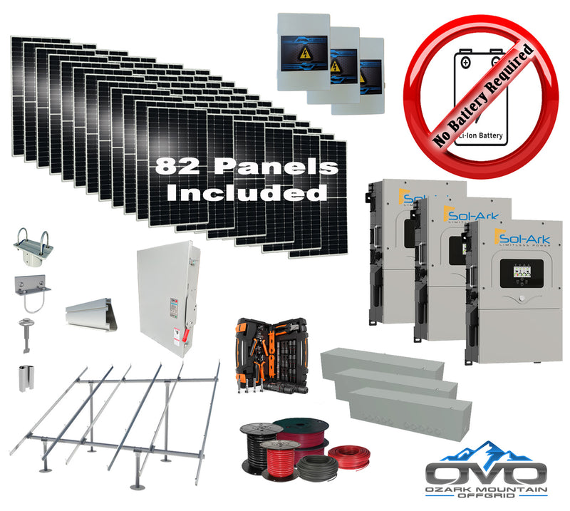Load image into Gallery viewer, 45KW Complete Offgrid Solar Kit + 3x 15K Sol-Ark Inverter +45.1KW Solar with Ground Mount and Wiring