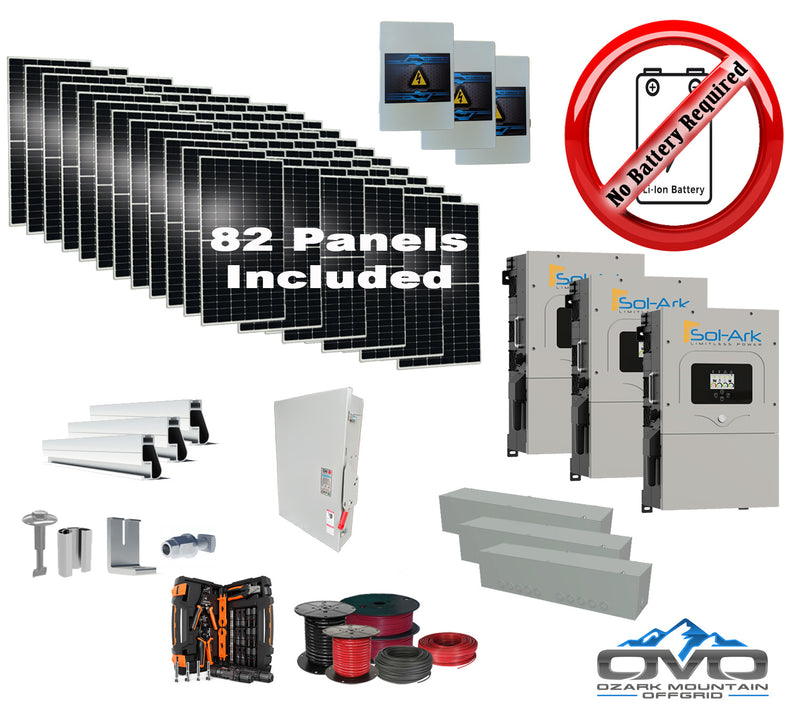 Load image into Gallery viewer, 45KW Complete Offgrid Solar Kit + 3x 15K Sol-Ark Inverter +45.1KW Solar with Mounting Rails and Wiring