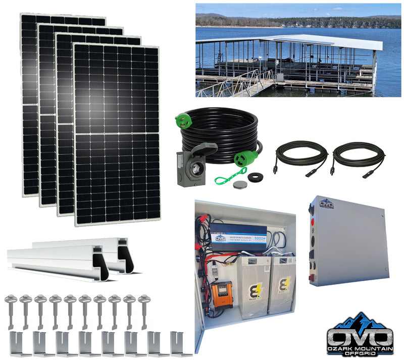 Load image into Gallery viewer, 2.2KW Boat Dock Offgrid Solar Kit (4 Panel + 2 Lithium Batteries) - Mountable with Plug and Play Connections