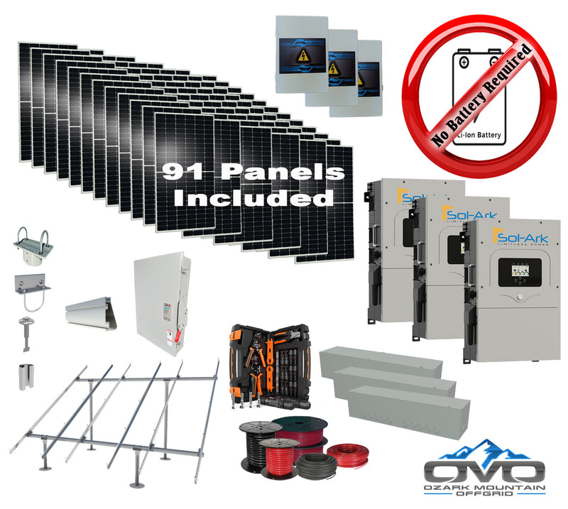 Load image into Gallery viewer, 50KW Complete Offgrid Solar Kit + 3x 15K Sol-Ark Inverter +50.05KW Solar with Ground Mount and Wiring