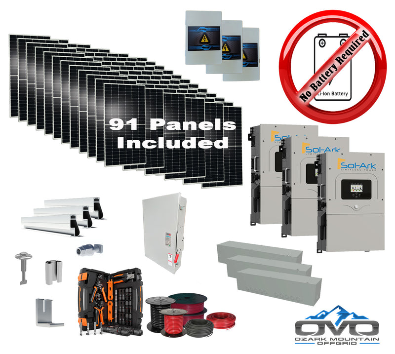 Load image into Gallery viewer, 50KW Complete Offgrid Solar Kit + 3x 15K Sol-Ark Inverter +50.05KW Solar with Mounting Rails and Wiring