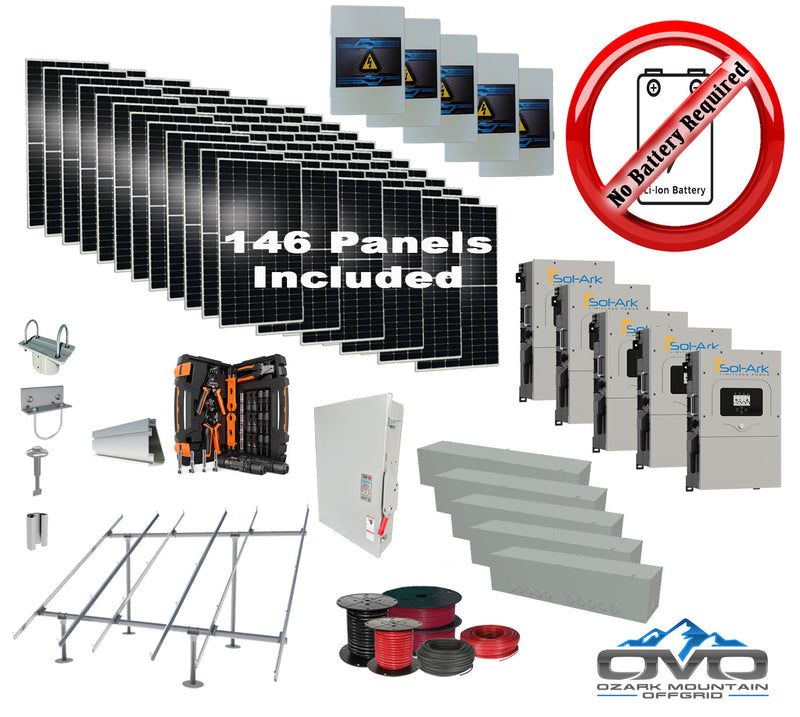 Load image into Gallery viewer, 80KW Complete Offgrid Solar Kit + 5x 15K Sol-Ark Inverter +80.3KW Solar with Ground Mount and Wiring