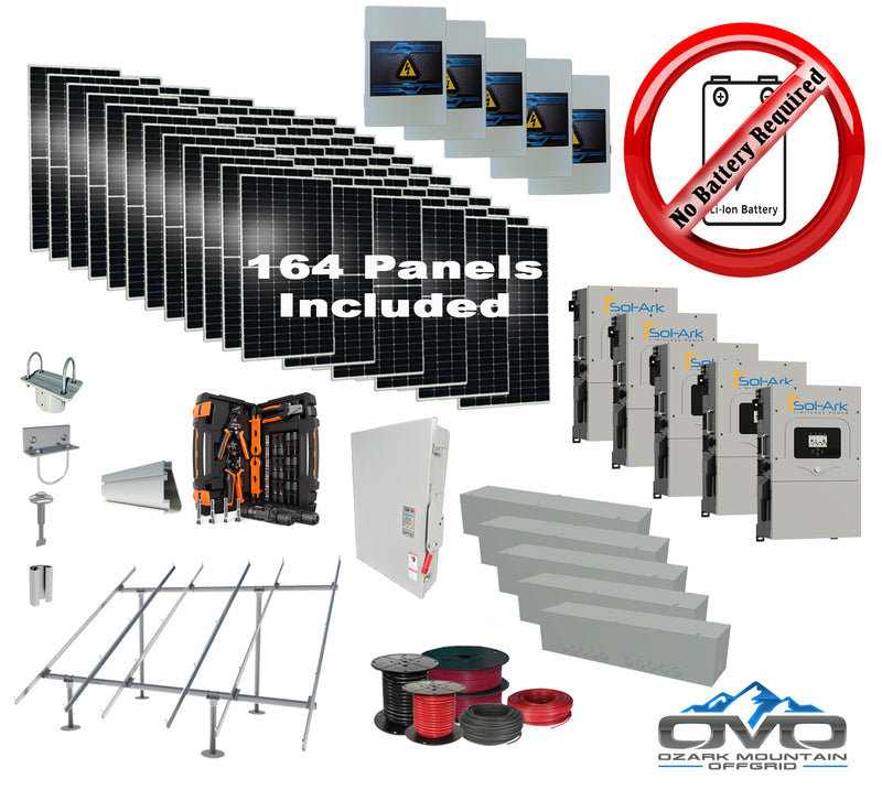 Load image into Gallery viewer, 90KW Complete Offgrid Solar Kit + 5x 15K Sol-Ark Inverter +90.2KW Solar with Ground Mount and Wiring