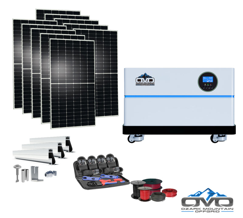 Load image into Gallery viewer, 5.5KW OMO All-In-One Customizable Stacking Inverter/Battery System 5500W Inverter + 5.12K Lithium Battery + 5.5KW Solar Roof Mount