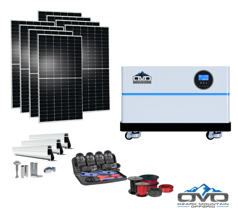Load image into Gallery viewer, 4.4KW OMO All-In-One Customizable Stacking Inverter/Battery System 5500W Inverter + 5.12K Lithium Battery + 4.4KW Solar Roof Mount