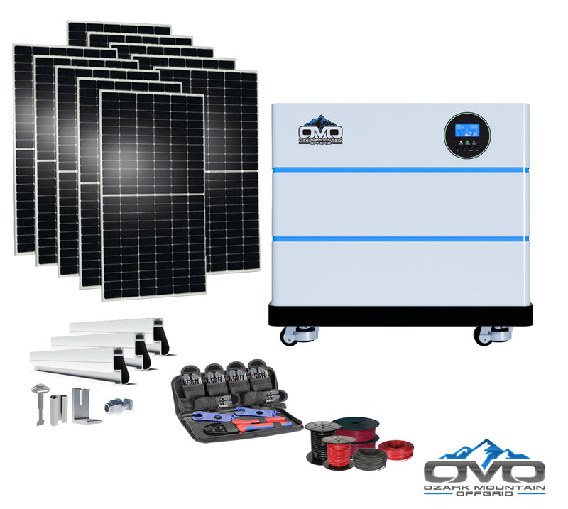 Load image into Gallery viewer, 5.5KW OMO All-In-One Customizable Stacking Inverter/Battery System 5500W Inverter + 10.24K Lithium Battery + 5.5KW Solar Roof Mount