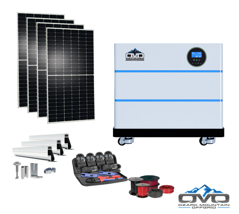 Load image into Gallery viewer, 2.2KW OMO All-In-One Customizable Stacking Inverter/Battery System 5500W Inverter + 10.24K Lithium Battery + 2.2KW Solar Roof Mount