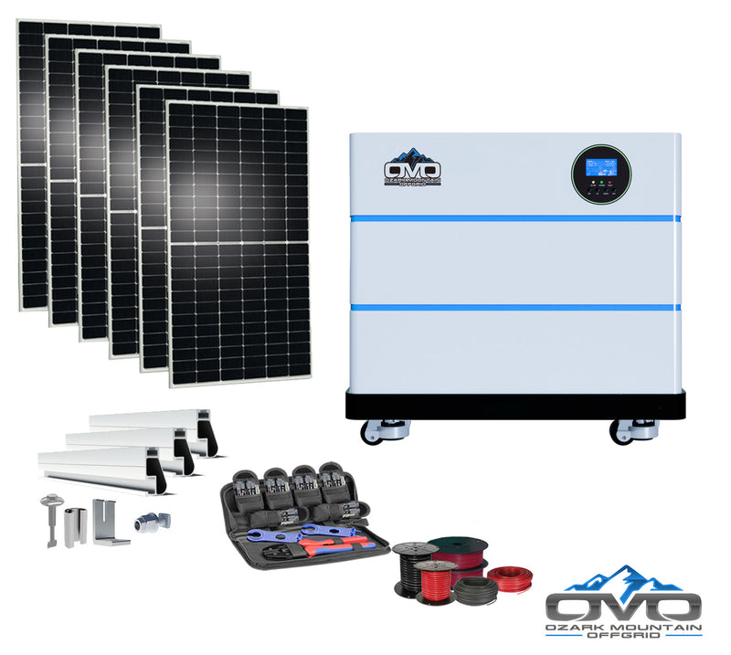 Load image into Gallery viewer, 3.3KW OMO All-In-One Customizable Stacking Inverter/Battery System 5500W Inverter + 10.24K Lithium Battery + 3.3KW Solar Roof Mount