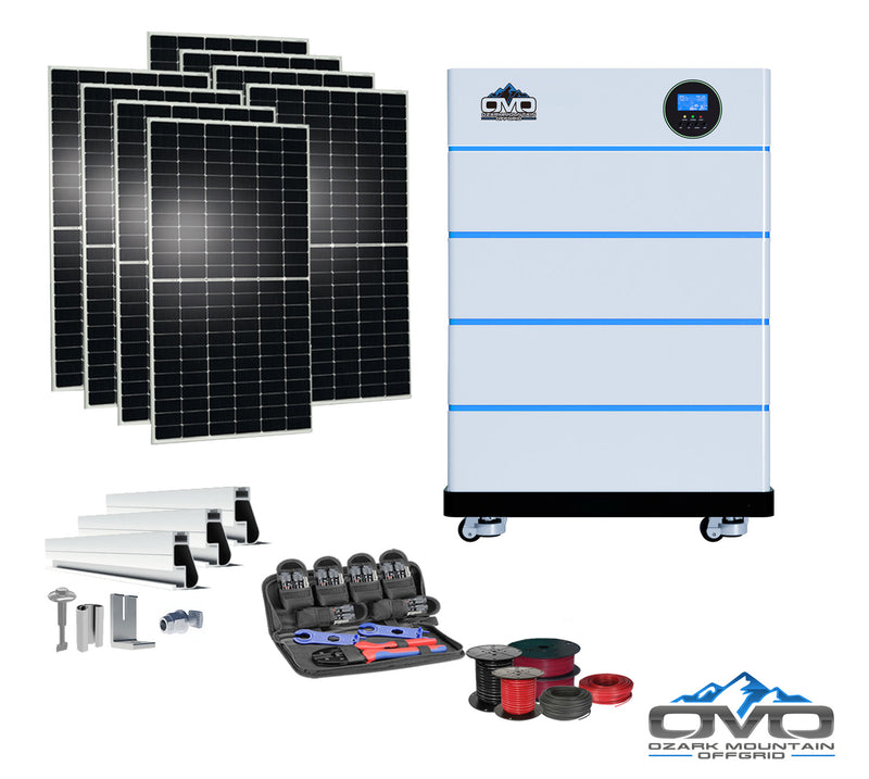 Load image into Gallery viewer, 4.4KW OMO All-In-One Customizable Stacking Inverter/Battery System 5500W Inverter + 20.48K Lithium Battery + 4.4KW Solar Roof Mount