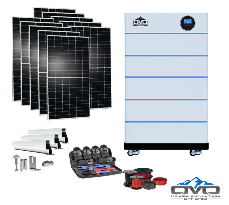 Load image into Gallery viewer, 5.5KW OMO All-In-One Customizable Stacking Inverter/Battery System 5500W Inverter + 25.6K Lithium Battery + 5.5KW Solar Roof Mount