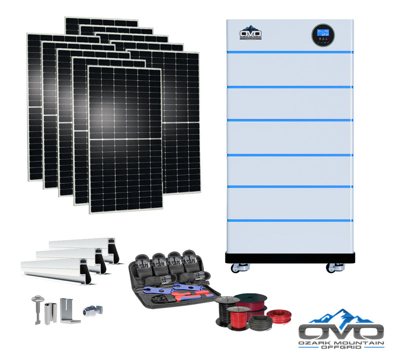 Load image into Gallery viewer, 5.5KW OMO All-In-One Customizable Stacking Inverter/Battery System 5500W Inverter + 30.72K Lithium Battery + 5.5KW Solar Roof Mount