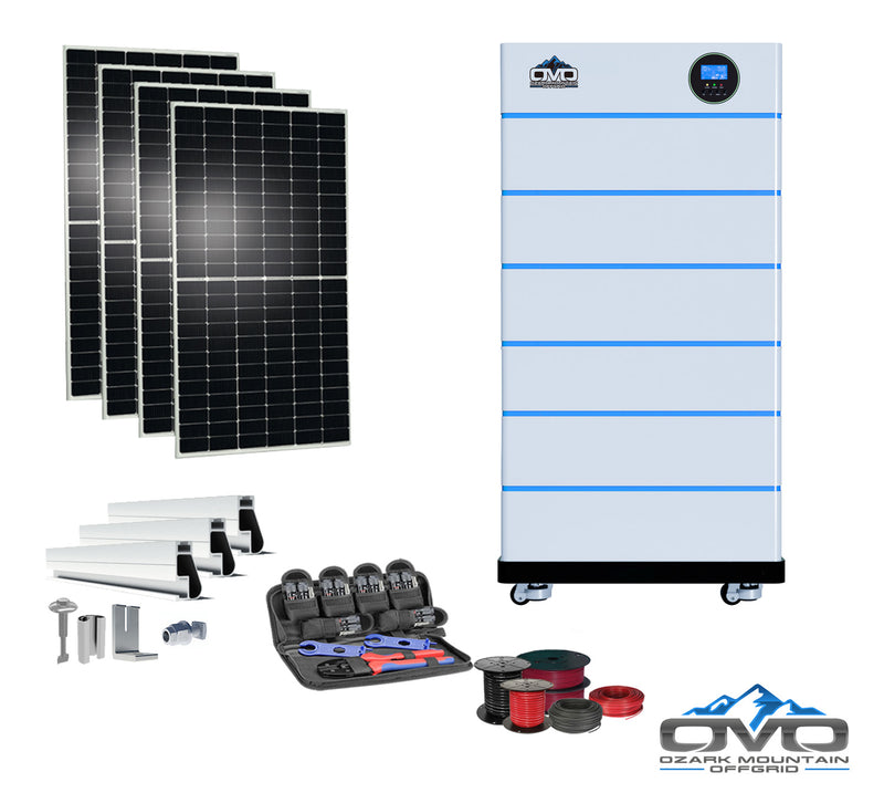 Load image into Gallery viewer, 2.2KW OMO All-In-One Customizable Stacking Inverter/Battery System 5500W Inverter + 30.72K Lithium Battery + 2.2KW Solar Roof Mount