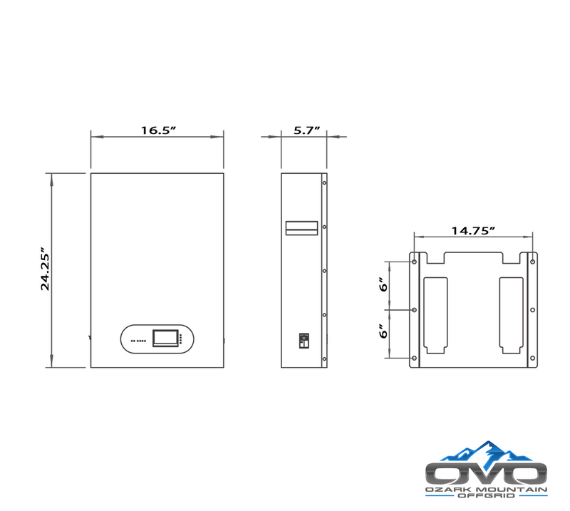 Load image into Gallery viewer, OMO Patriot 48V 5.12KW Wall Hanging Heated LifePO4 Lithium Battery System