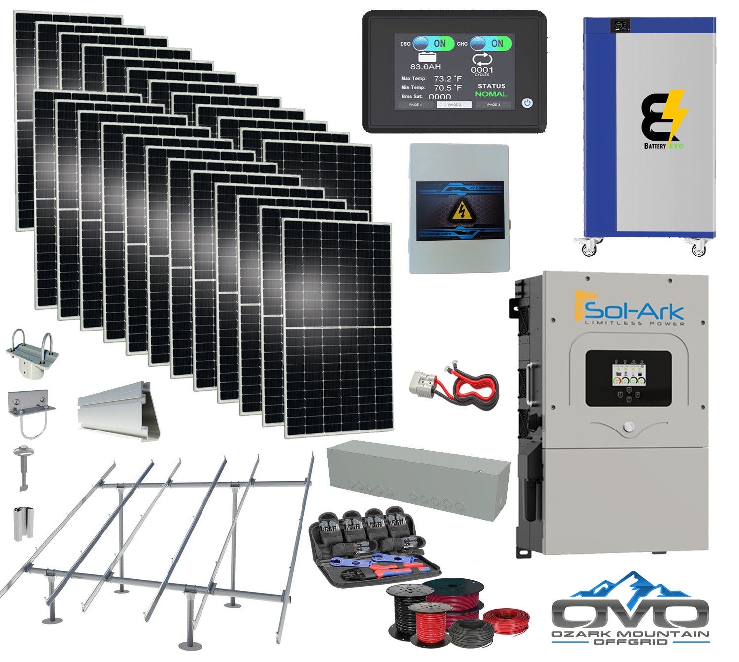Buy 12KW Complete Offgrid Solar Kit (+15kWh Lithium Battery) – Ozark ...