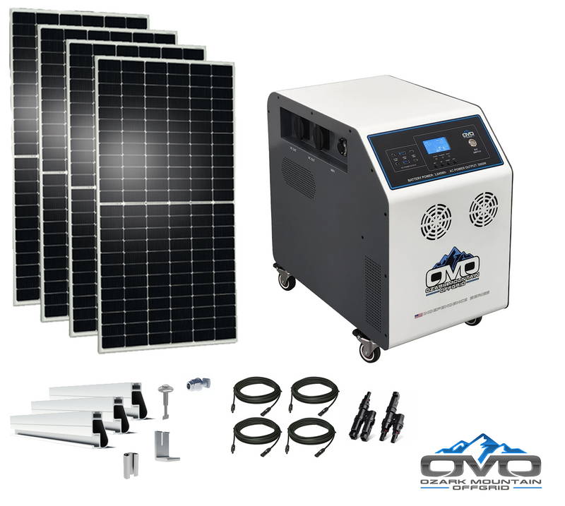 Load image into Gallery viewer, 2.2KW Complete Offgrid Solar Kit + OMO Independence 3840Wh Lithium Battery Power Station with Roof Mount
