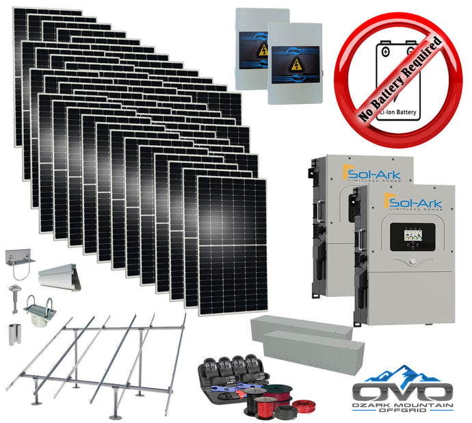 25KW Complete Offgrid Solar Kit + 2x 15K Sol-Ark Inverter +26.4KW Solar with Ground Mount and Wiring