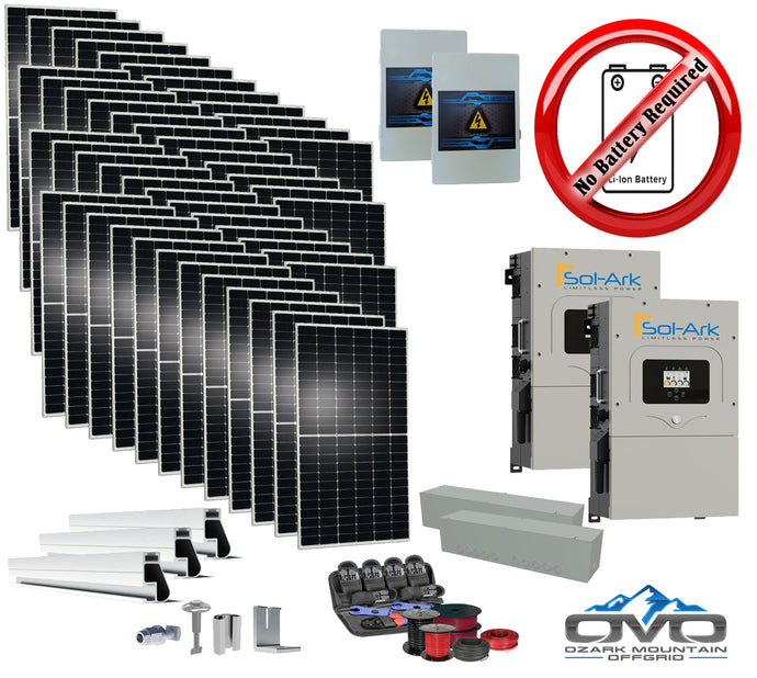 25KW Complete Offgrid Solar Kit + 2x 15K Sol-Ark Inverter +26.4KW Solar with Mounting Rails and Wiring