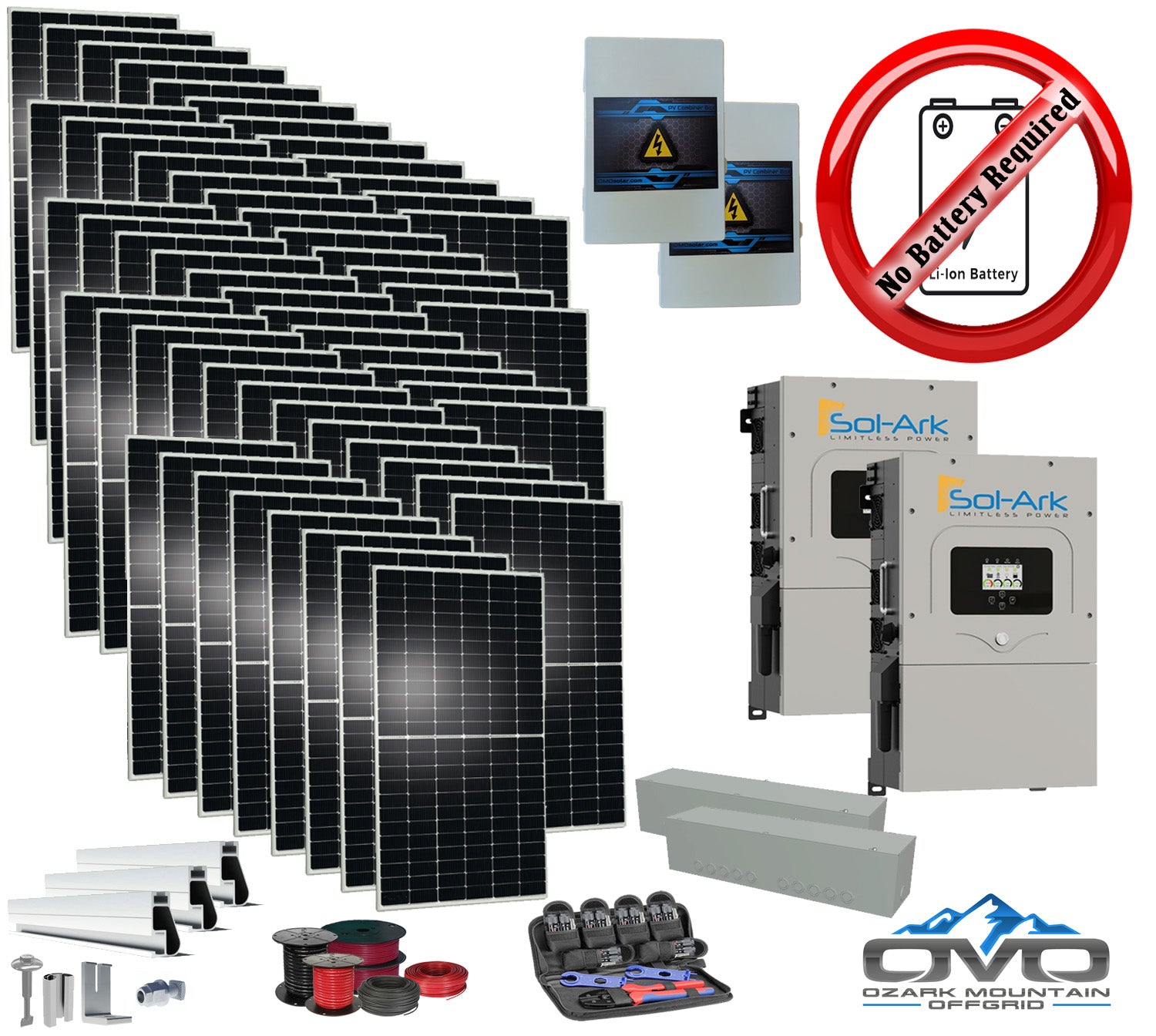 30KW Complete Offgrid Solar Kit + 2x 15K Sol-Ark Inverter +30.8KW Sola ...