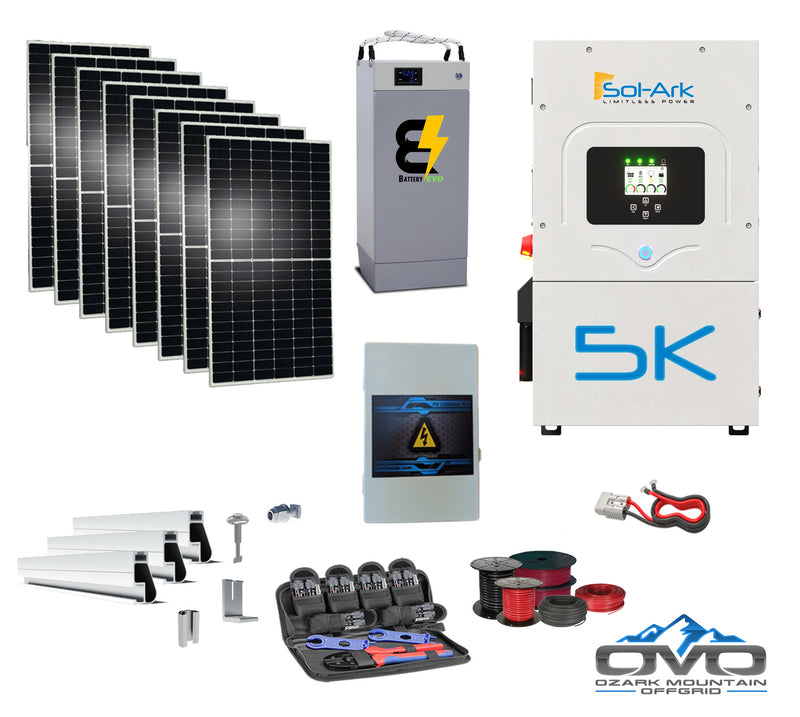 4.4KW Complete Offgrid Solar Kit + 5K SolArk Inverter +4.4KW Solar wi