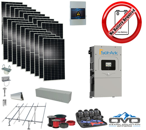 10KW Complete Offgrid Solar Kit + 15K Sol-Ark Inverter +10.8KW Solar with Ground Mount Rails and Wiring