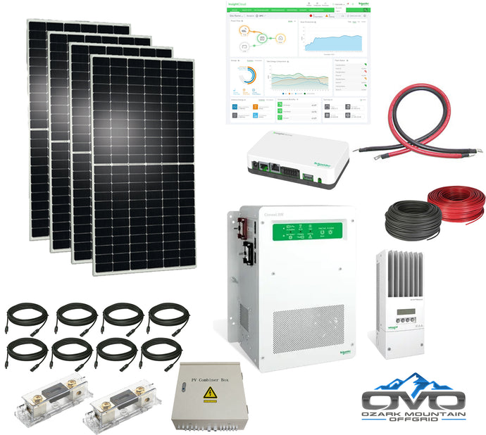 2.1KW Offgrid Solar Kit + 4KW Schneider SW Split Phase 110/220V Inverter with Wiring