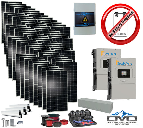 30KW Complete Offgrid Solar Kit + 2x 15K Sol-Ark Inverter +30KW Solar with Mounting Rails and Wiring