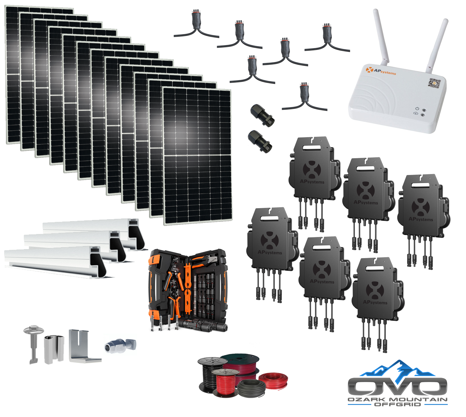 6K Complete Grid-Tied System - APSystems DS3 System + 6.6KW Solar + Ro ...