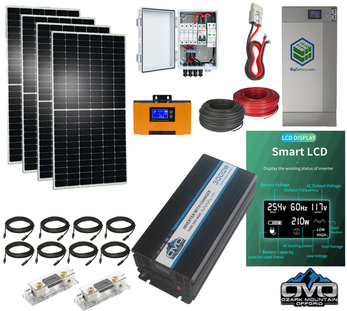2.1KW Offgrid Solar Kit + 3KW Lithium 24V Battery + 3KW  Inverter